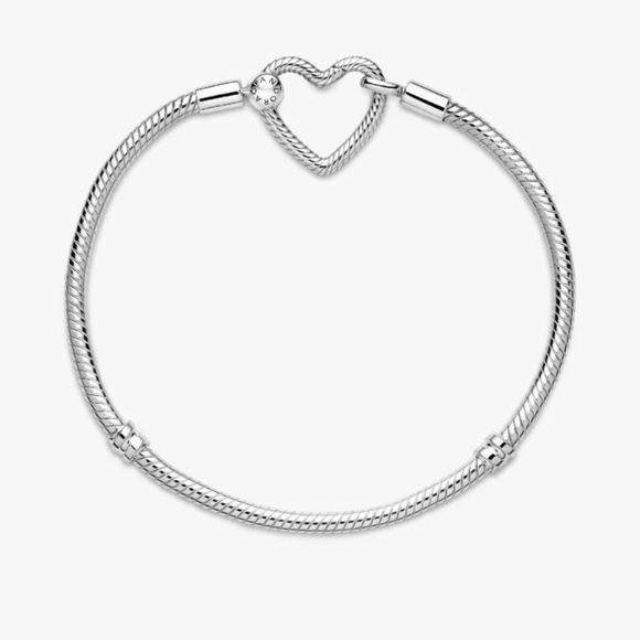 Pandora Moments Heart Closure Snake Chain Bracelet Sterling Silver Size 7.5 IN - Picture 10 of 10